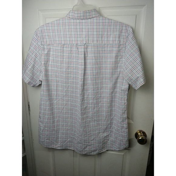 Saddle Bred White Red Brown Blue Collared Plaid Comfort Flex. SizeM - Picture 10 of 10